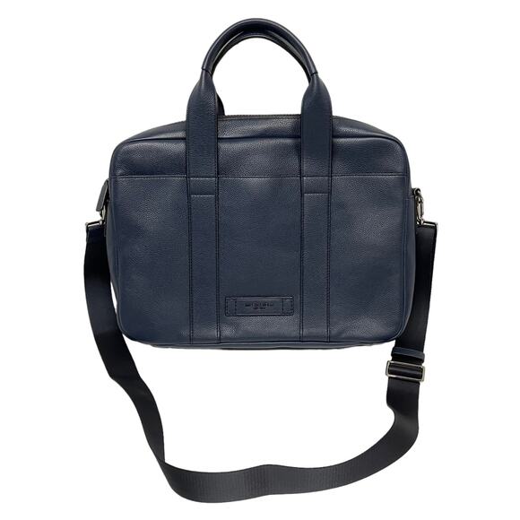 Michael Kors Cooper Navy Pebbled Leather Briefcase - Picture 1 of 11